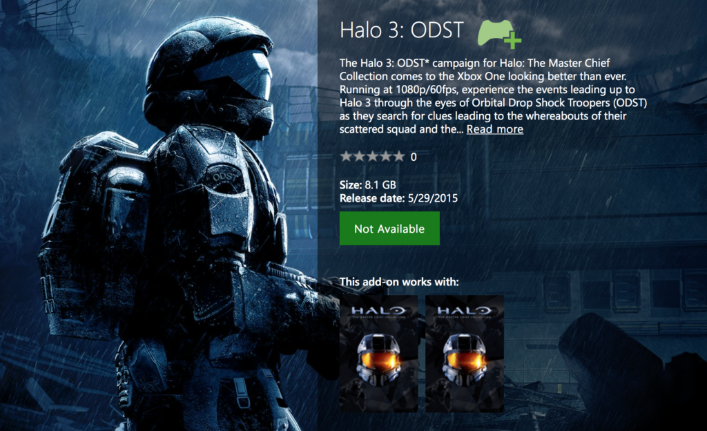 Halo: ODST im Xbox One Store