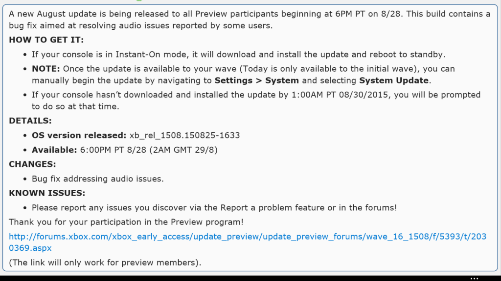 Xbox One Dashboard Update