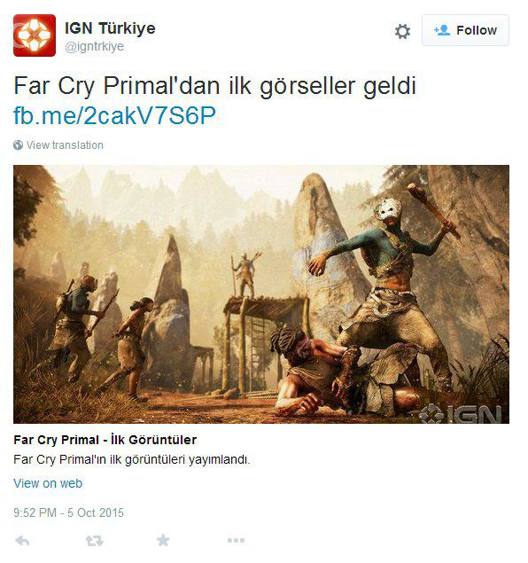 Far Cry Primal Leak über Twitter vin IGN Türkei