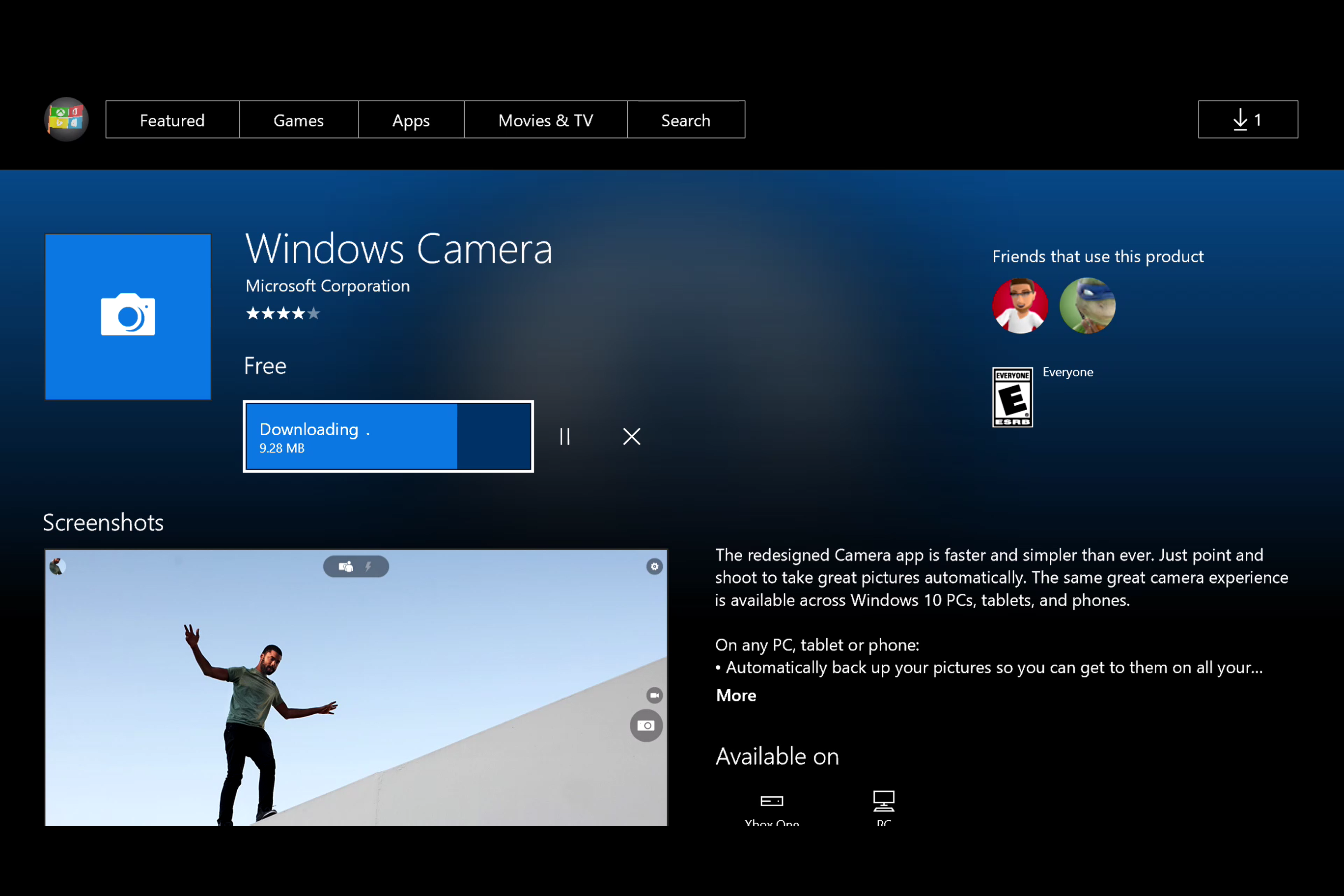Kamera App unter Xbox One